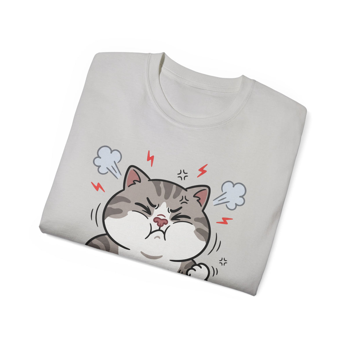 Angry Cute Cat T-Shirt — Cartoon Grumpy Kitty Graphic Tee