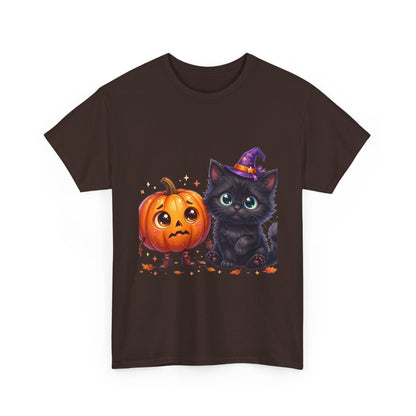 Halloween Black Kitten & Pumpkin T-Shirt