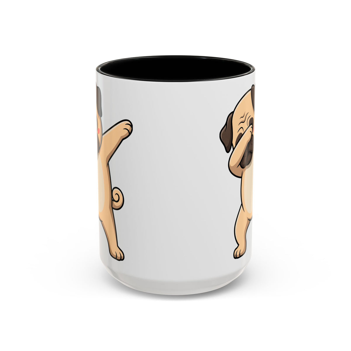 Dabbing Pug Coffee Mug — Cute Dog Accent Mug (11/15 oz)