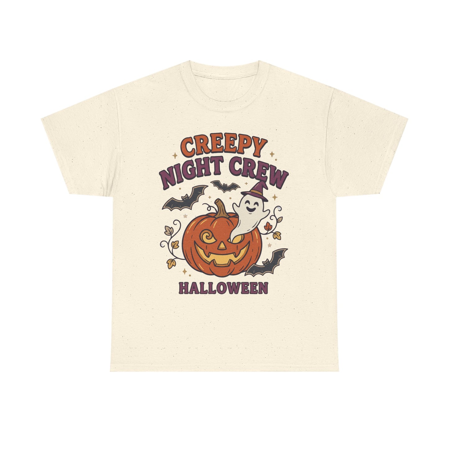 Creepy Night Crew Halloween T‑Shirt — Pumpkin & Ghost Graphic Tee