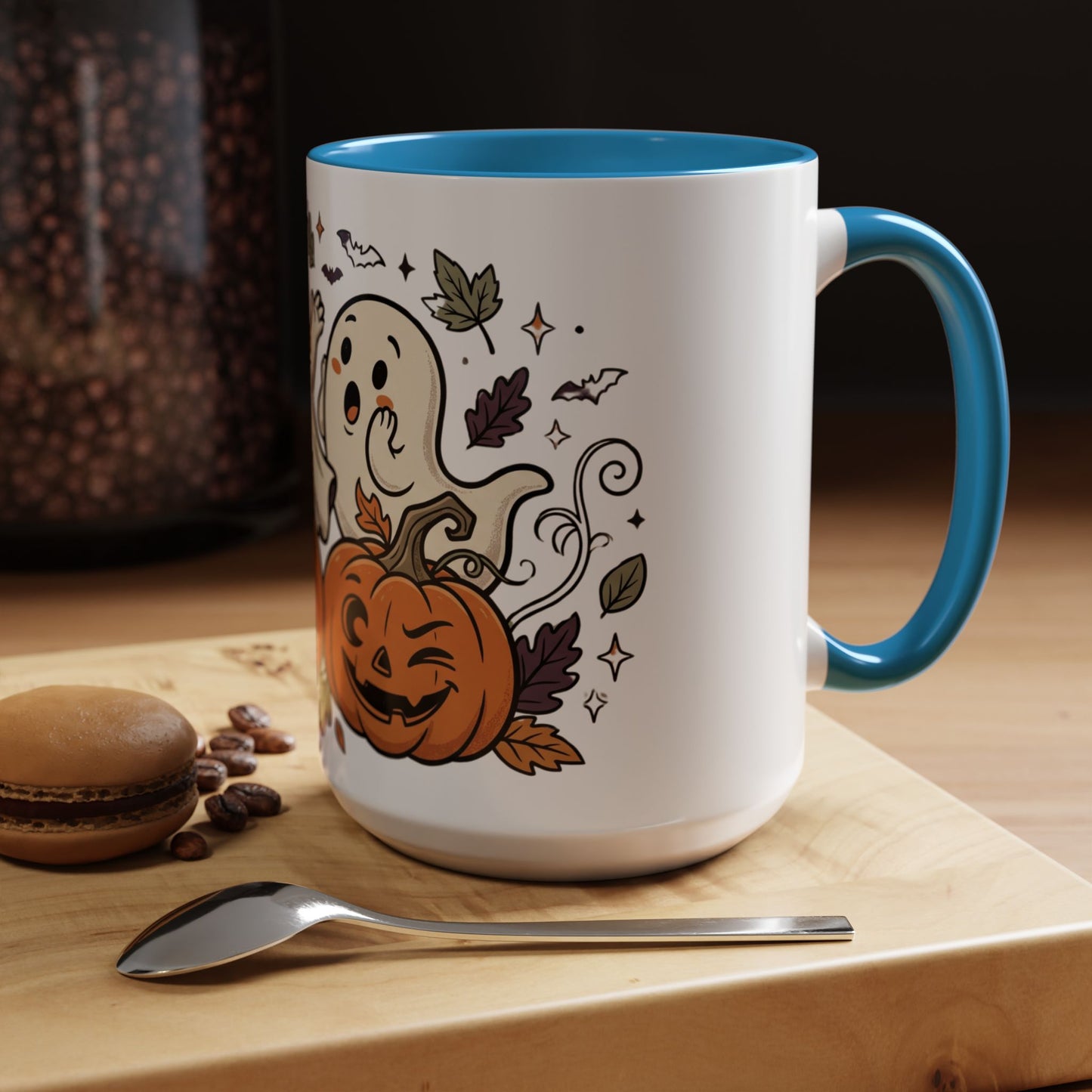 Halloween Ghosts & Pumpkins Coffee Mug — Cute Spooky Accent Mug (11/15oz)