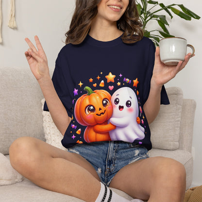 Halloween Pumpkin & Ghost T-Shirt — Cute Spooky Friends Graphic Tee