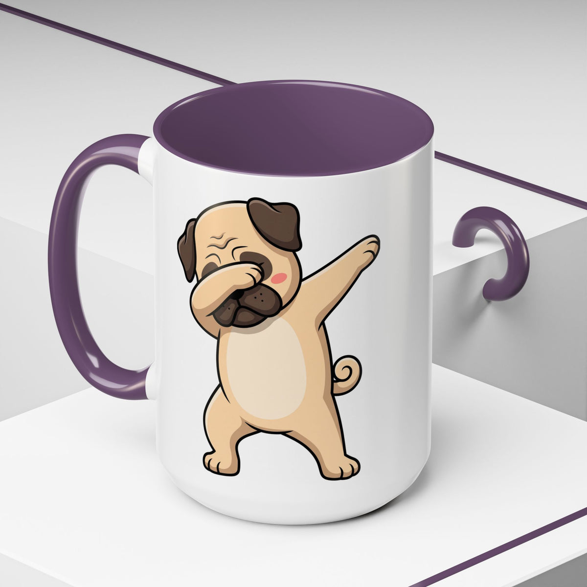 Dabbing Pug Coffee Mug — Cute Dog Accent Mug (11/15 oz)