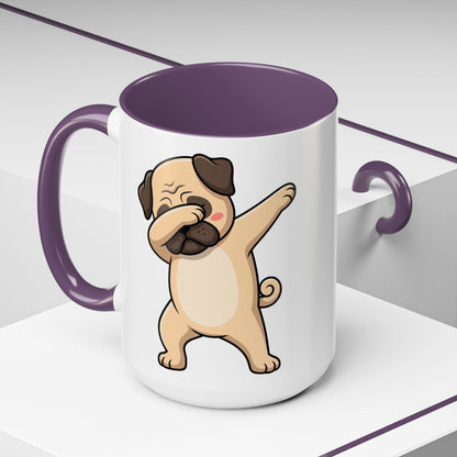 Dabbing Pug Coffee Mug — Cute Dog Accent Mug (11/15 oz)