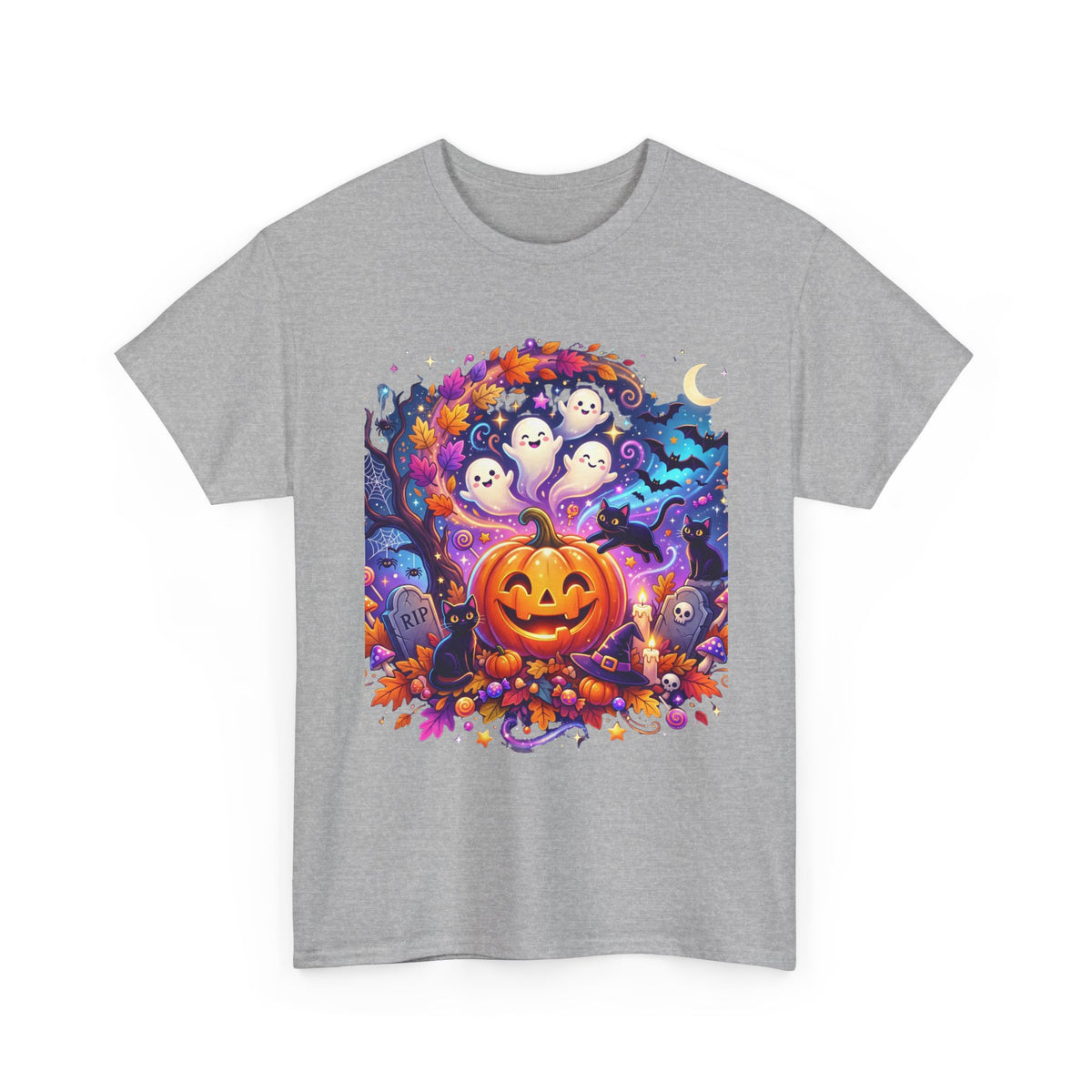 Halloween Pumpkin & Ghosts T-Shirt — Cute Spooky Jack-O'-Lantern Tee