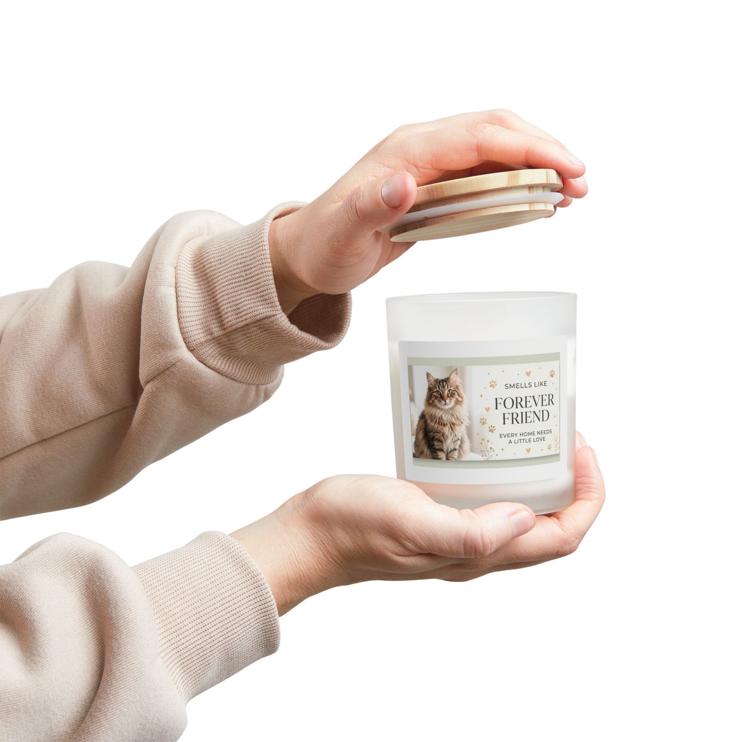 Forever Friend Cat Candle — Frosted 11oz Scented Glass