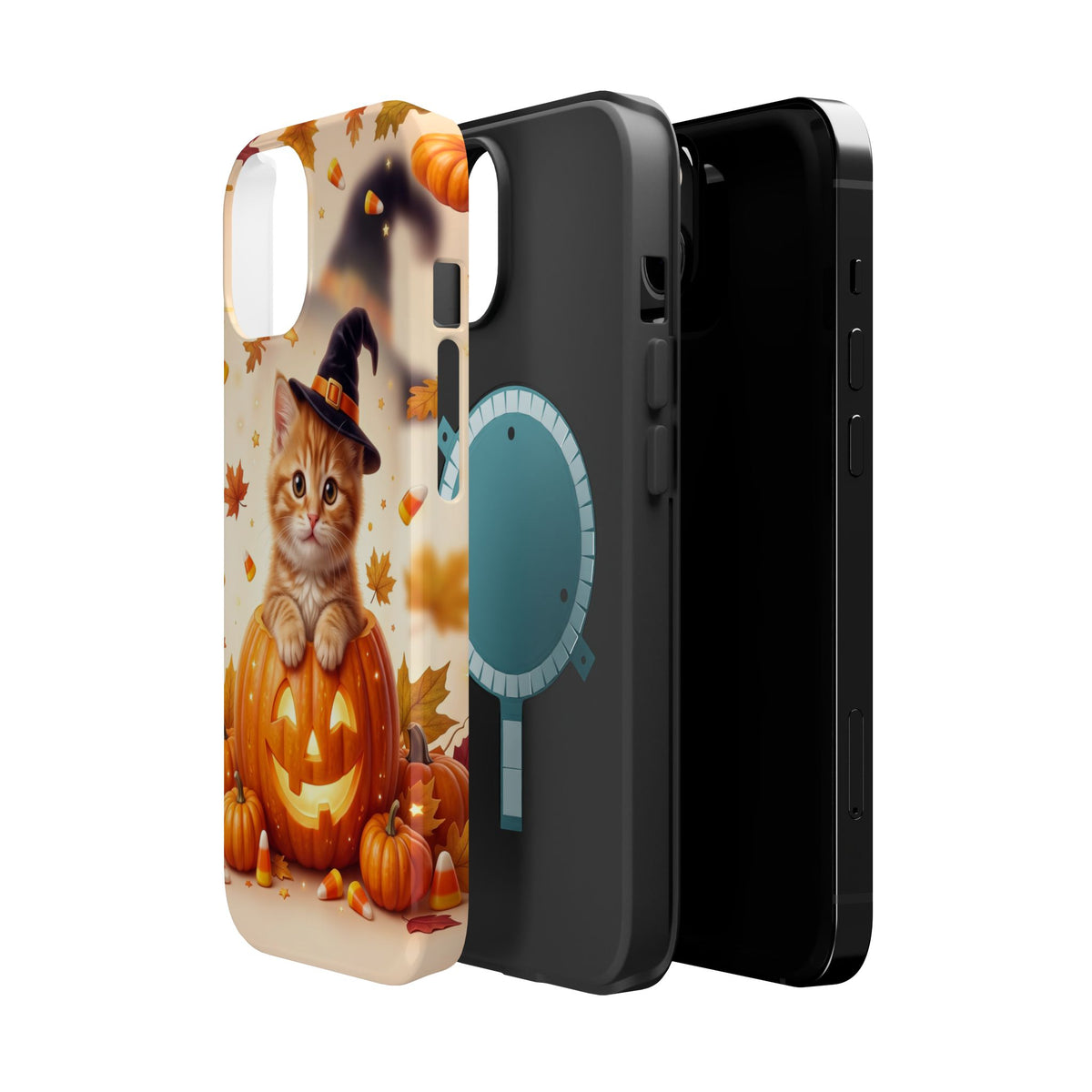 Halloween Kitten Pumpkin Phone Case — Magnetic Impact-Resistant