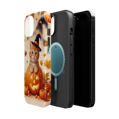 Halloween Kitten Pumpkin Phone Case — Magnetic Impact-Resistant