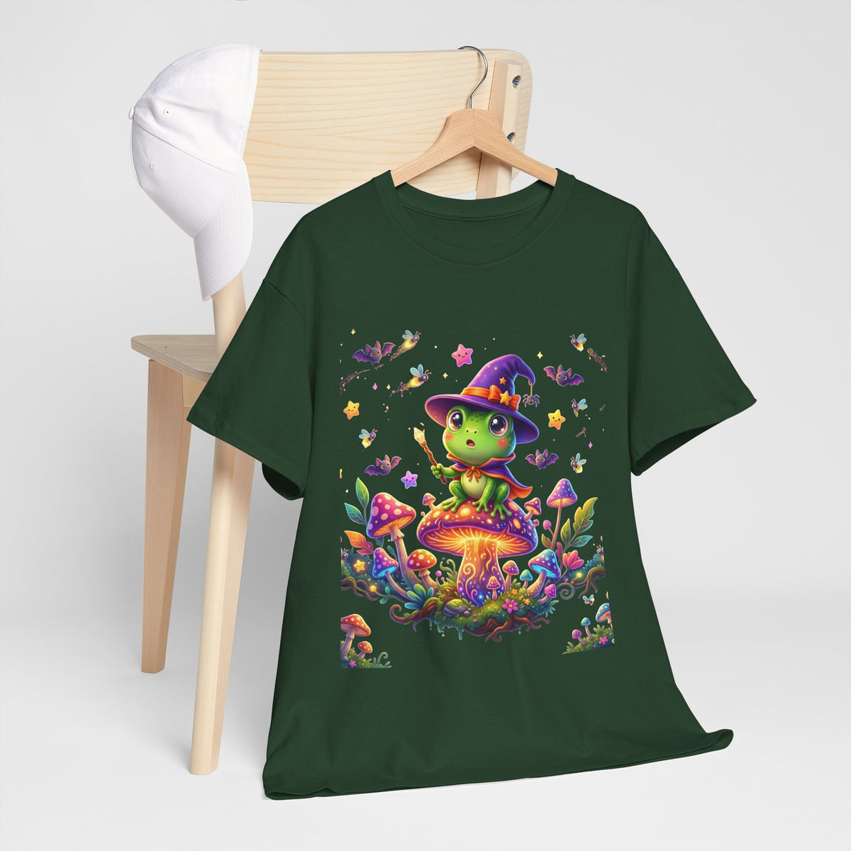 Cute Witch Frog T‑Shirt — Magical Mushroom Halloween Tee