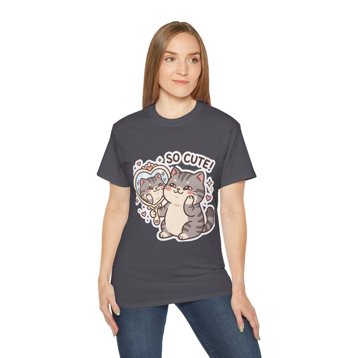 Cute Cat Mirror Tee - "So Cute!" Kawaii Cat T-Shirt