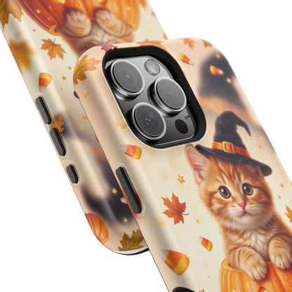 Halloween Kitten Pumpkin Phone Case — Magnetic Impact-Resistant