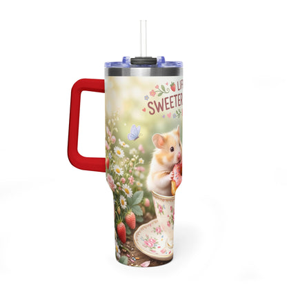 Life Is Sweeter With You Hamster Floral 40oz Thermal Tumbler