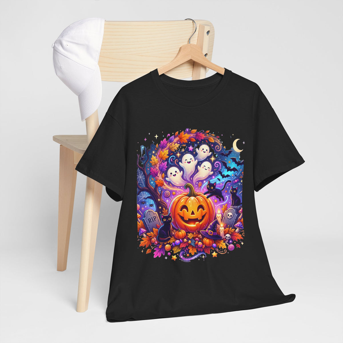 Halloween Pumpkin & Ghosts T-Shirt — Cute Spooky Jack-O'-Lantern Tee