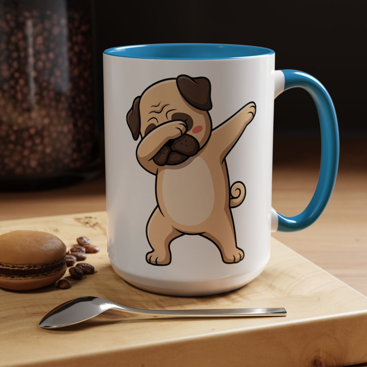 Dabbing Pug Coffee Mug — Cute Dog Accent Mug (11/15 oz)