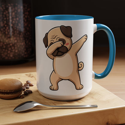 Dabbing Pug Coffee Mug — Cute Dog Accent Mug (11/15 oz)