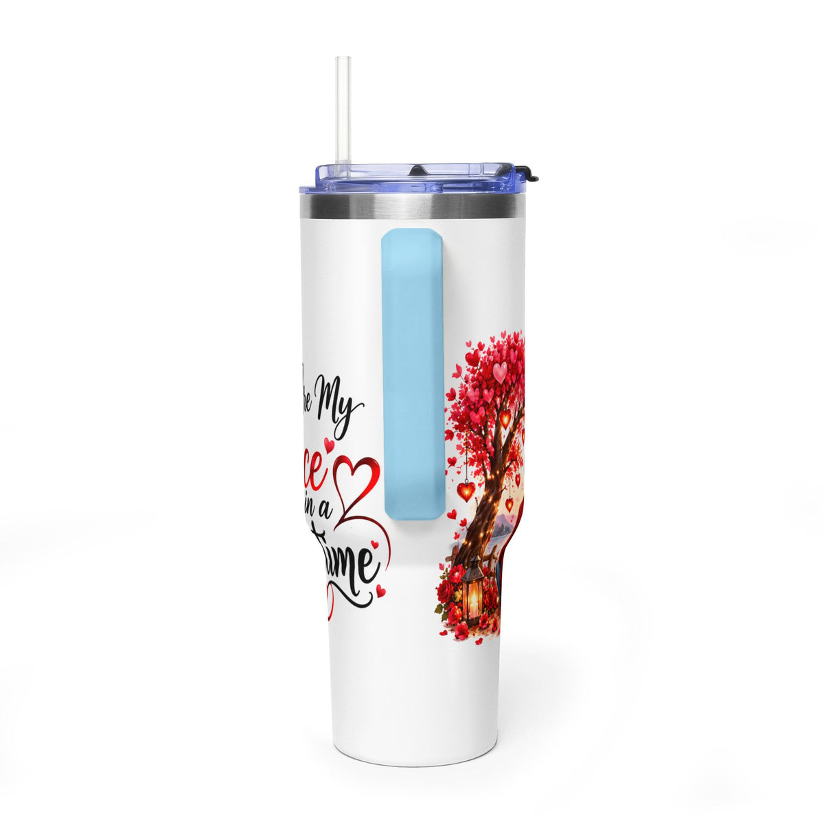 40oz Love-Themed Thermal Tumbler with Handle