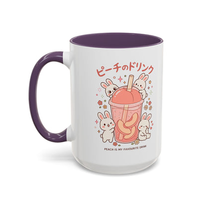 Peach Drink Bunny Mug — Cute Kawaii Coffee Tea Cup (11/15oz)