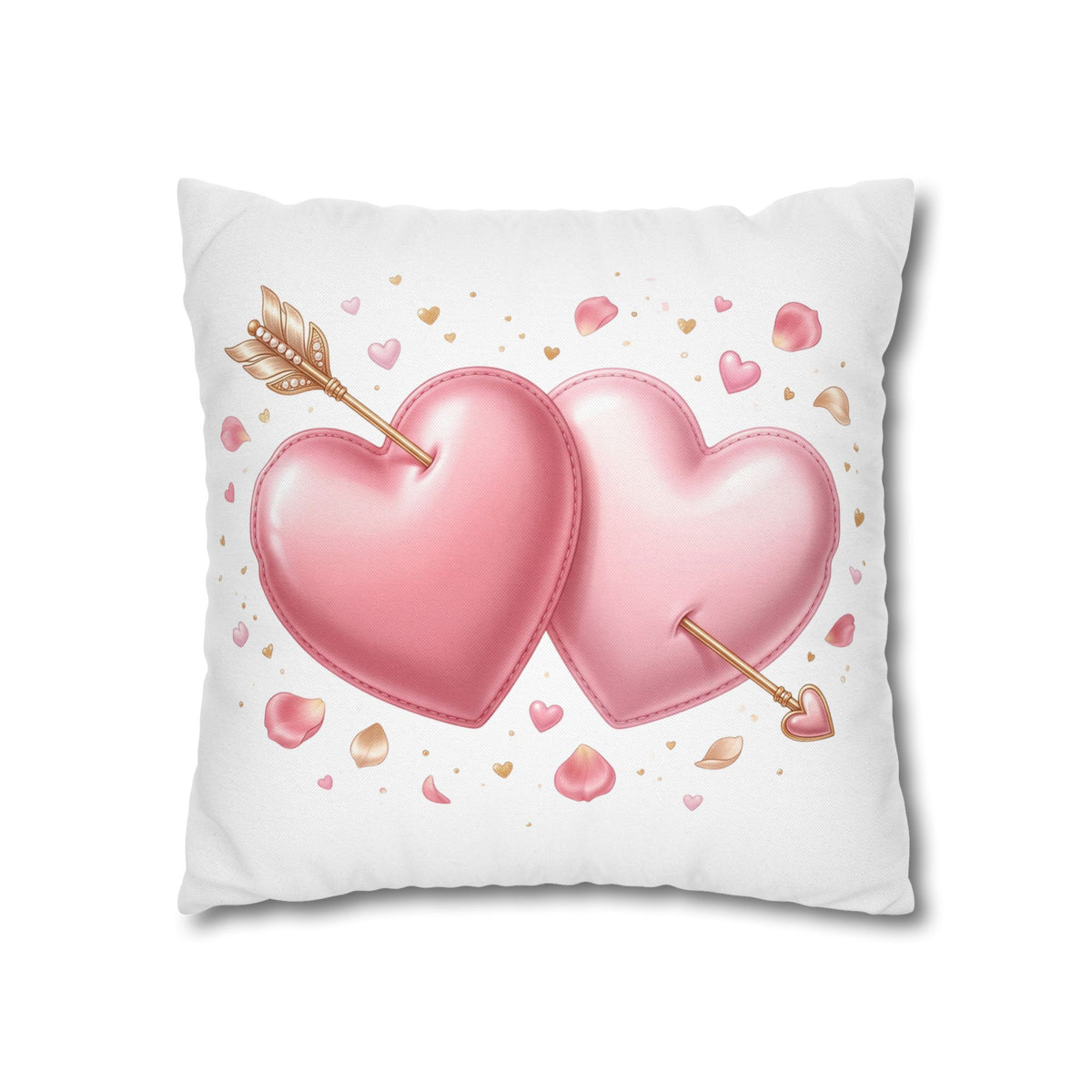 Valentine Pink Double Heart Arrow Decorative Pillowcase