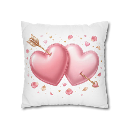 Valentine Pink Double Heart Arrow Decorative Pillowcase