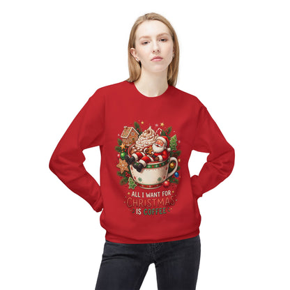 Christmas Coffee Sweatshirt — Santa in Cup Holiday Crewneck