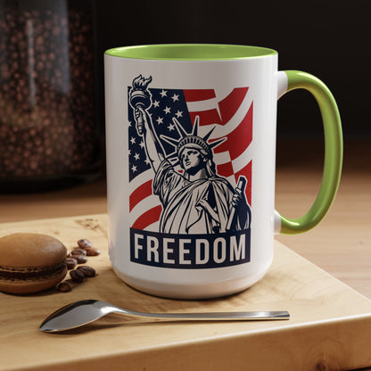 Freedom Statue Accent Coffee Mug — Patriotic Liberty 11/15oz