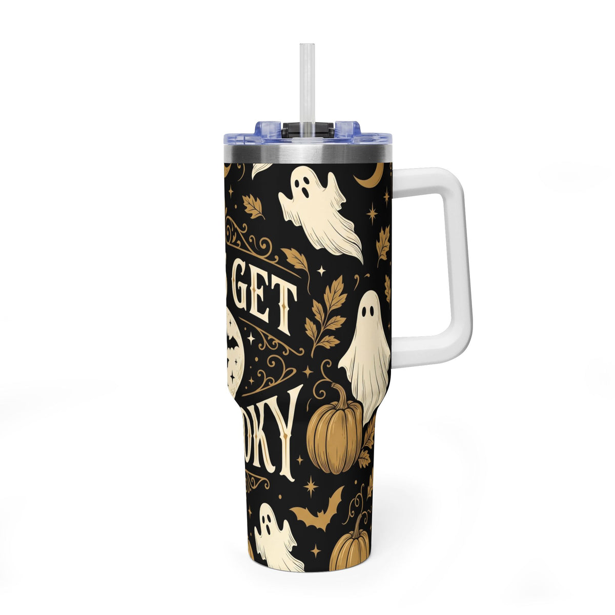 Let’s Get Spooky Halloween Ghosts & Pumpkins 40oz Thermal Tumbler