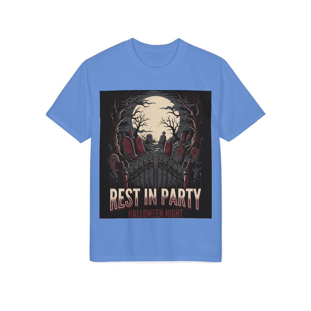 Rest in Party Halloween T-Shirt — Graveyard Skeletons Moonlight Tee