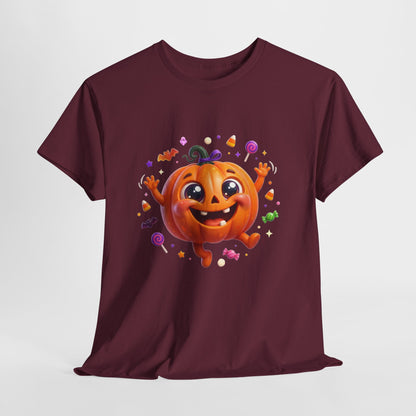 Halloween Pumpkin T‑Shirt — Happy Jack-O'-Lantern Candy Graphic Tee