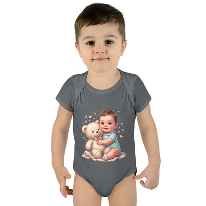 Cute Baby & Teddy Bodysuit – Infant Rib One-Piece