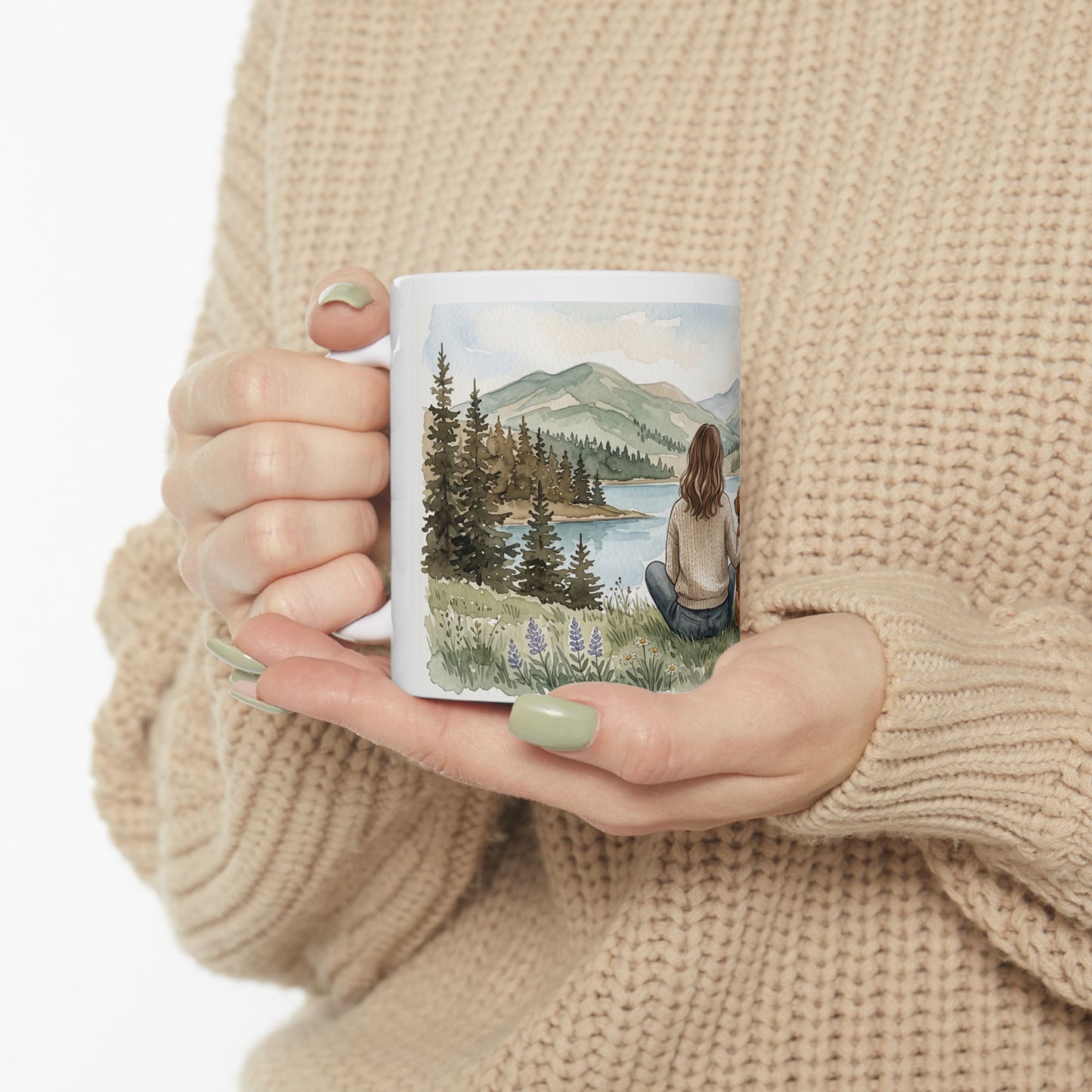 Cozy Mountain Lake - Gifts For Dog Lovers - Woman And Dog Forever By Your Side (Custom Mug) - Personalized Mug