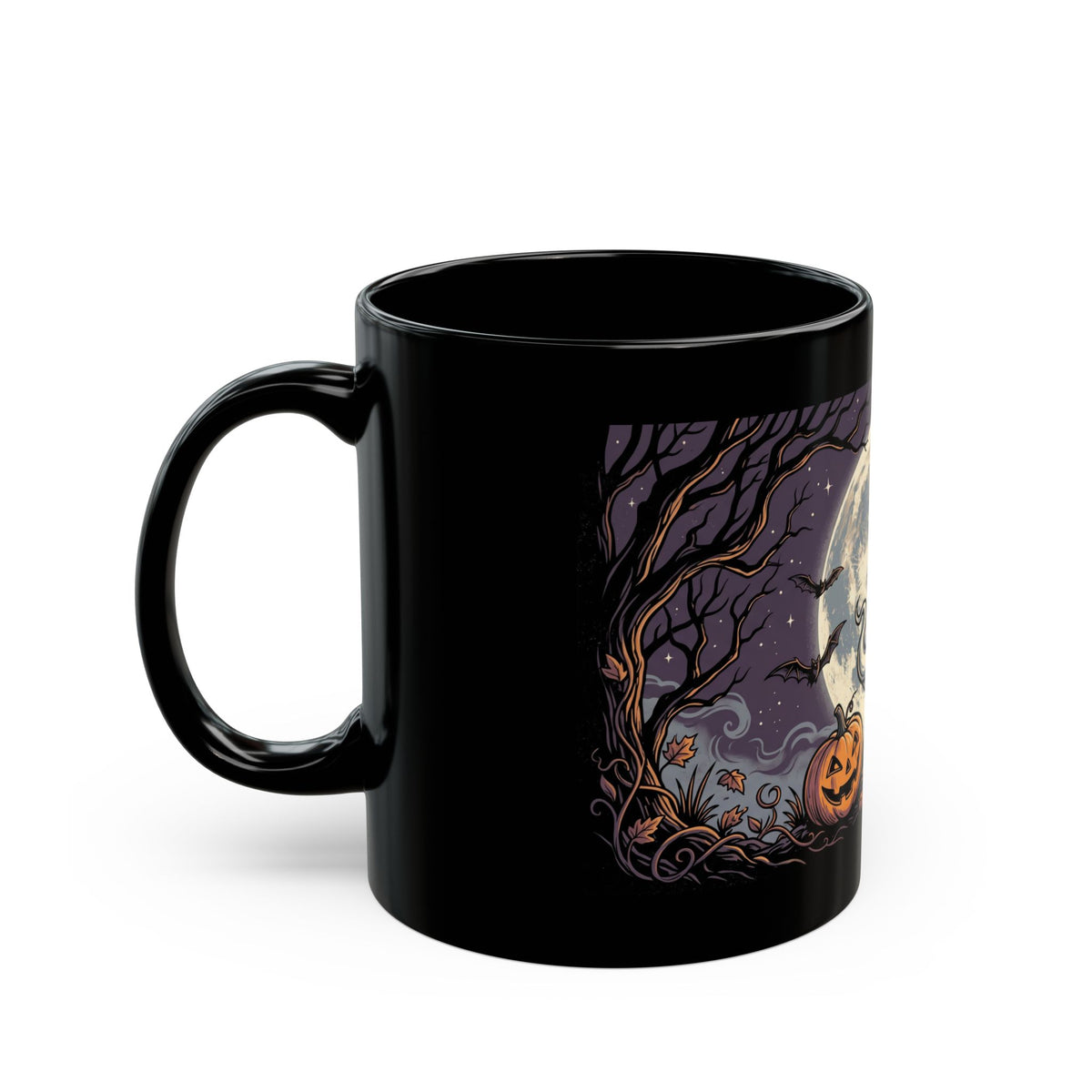 Halloween Ghost & Jack-o'-Lantern Black Mug (11oz, 15oz)