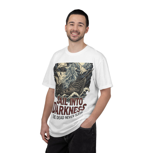 Sail Into Darkness Graphic T-Shirt — Gothic Pirate Skull Crew Tee