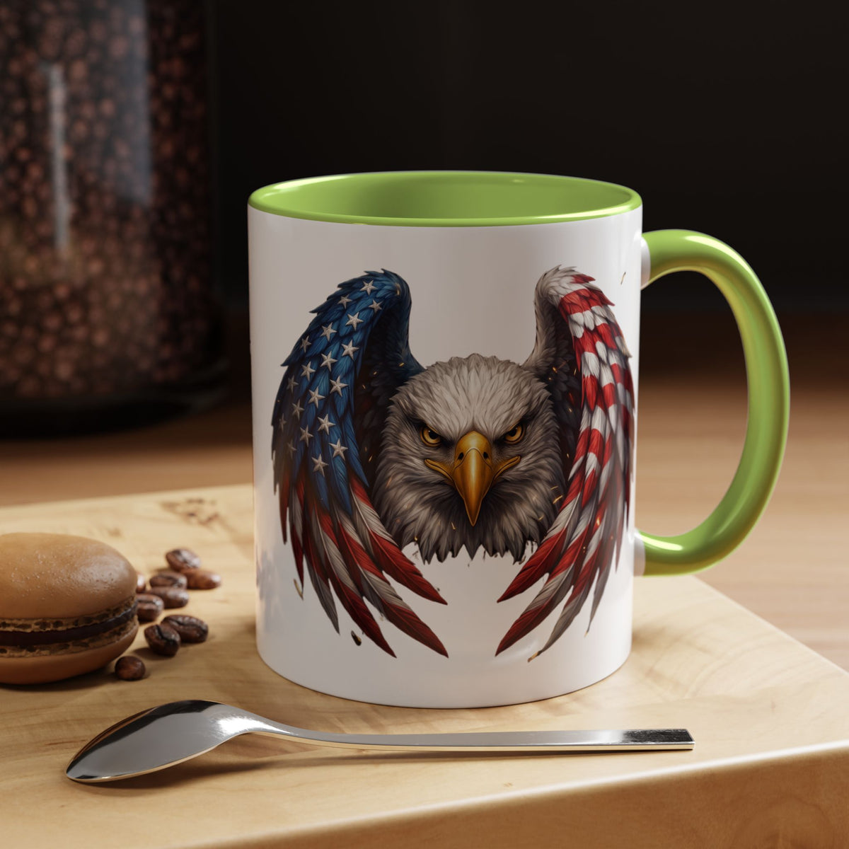 American Flag Eagle Coffee Mug – Patriotic Bald Eagle Accent Mug (11/15 oz)
