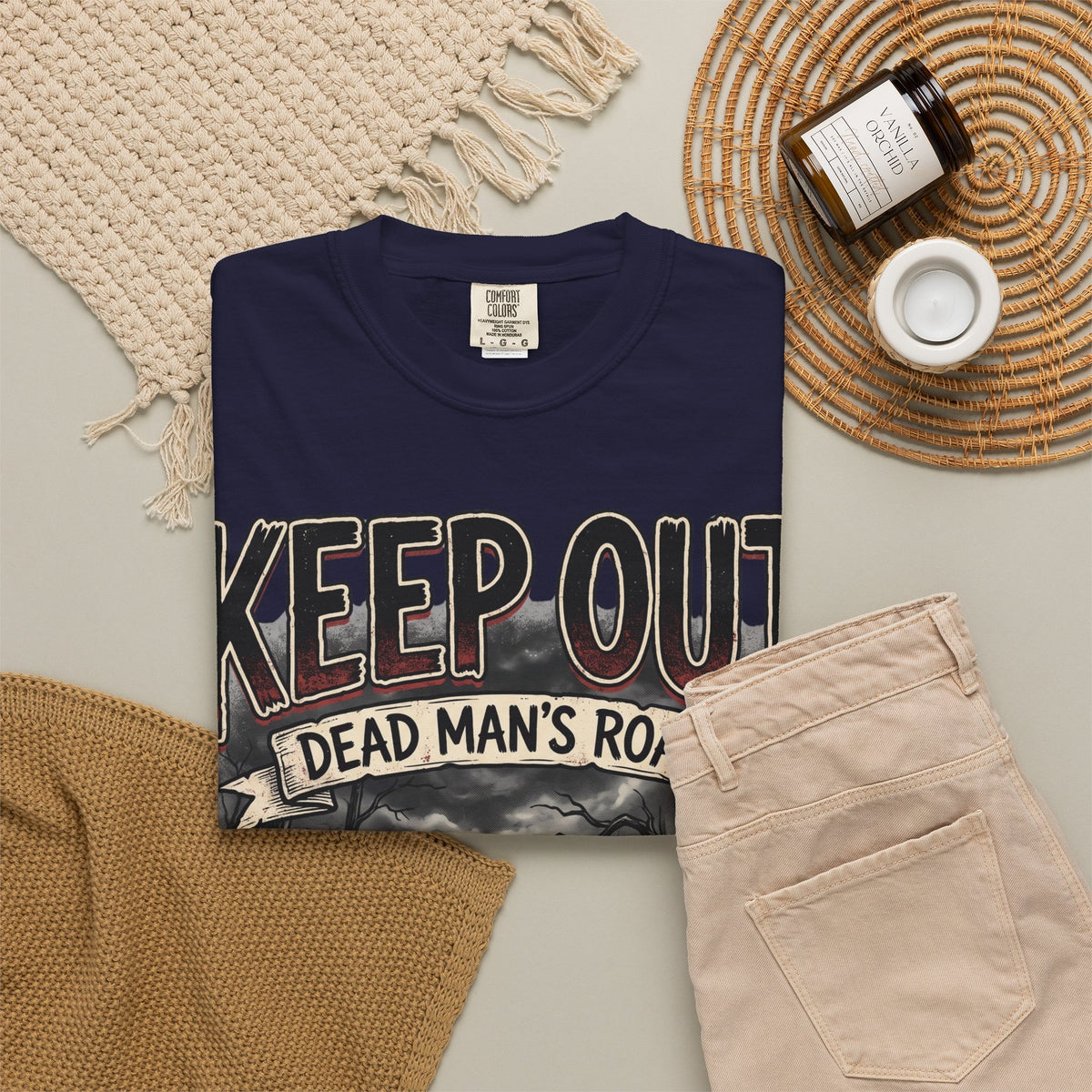 Keep Out "Dead Man's Road" T-Shirt — Spooky Haunted Road Graphic Tee