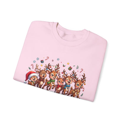 Christmas Reindeer Crewneck Sweatshirt — "Deerly Believed in Christmas" Holiday Pullover