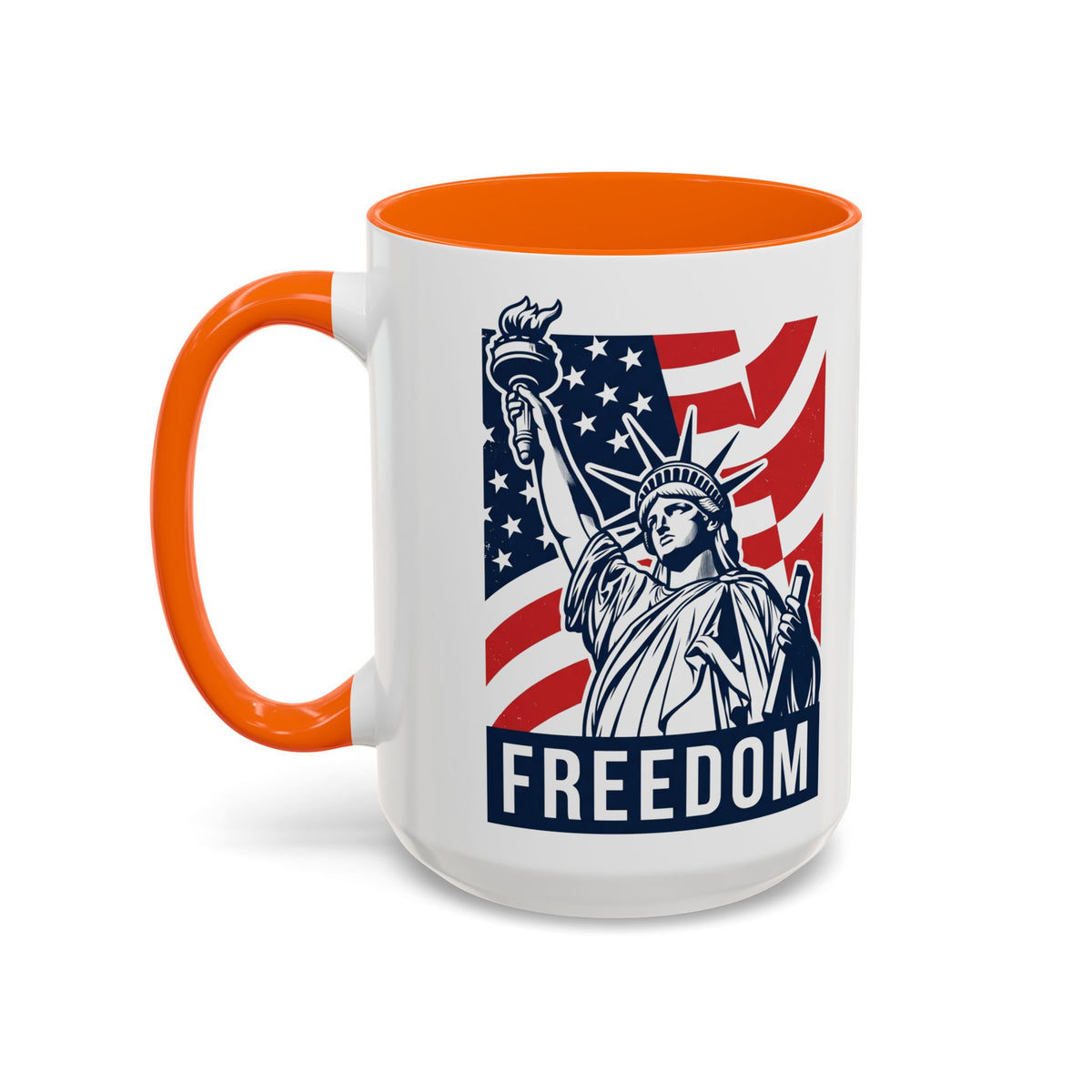 Freedom Statue Accent Coffee Mug — Patriotic Liberty 11/15oz