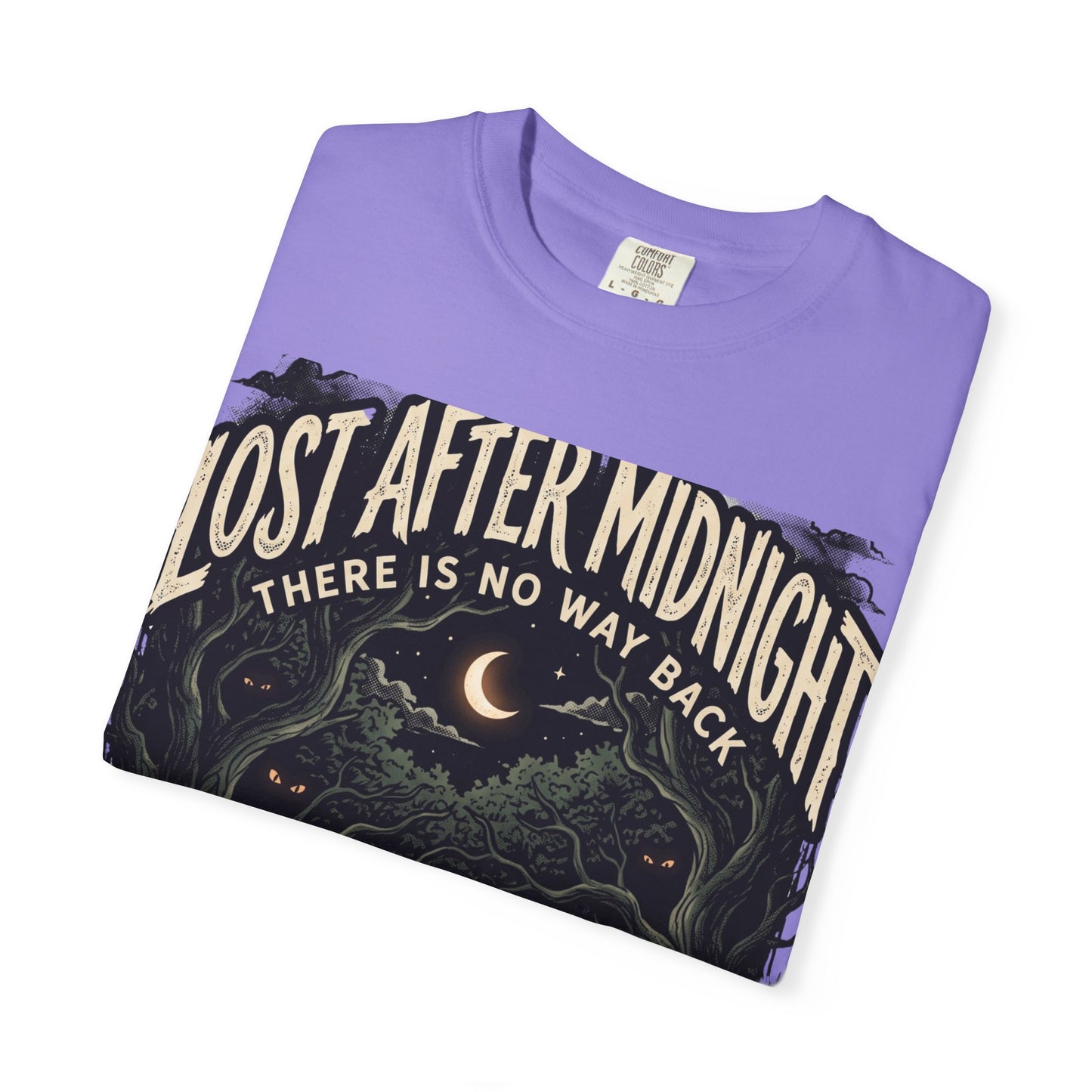 Lost After Midnight T-Shirt — 'There Is No Way Back' Moonlit Forest Tee