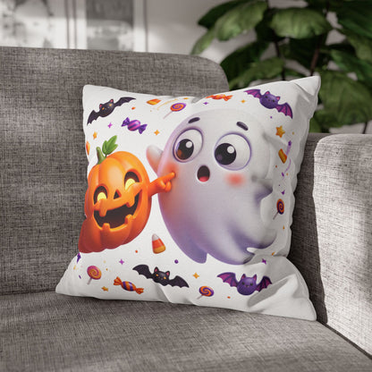 Halloween Ghost & Pumpkin Throw Pillowcase - Cute Spooky Decor