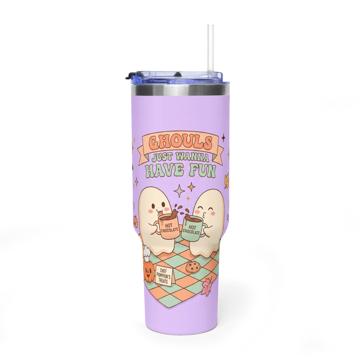 40oz Tumbler – “Ghouls Just Wanna Have Fun” Halloween Ghosts & Pumpkins