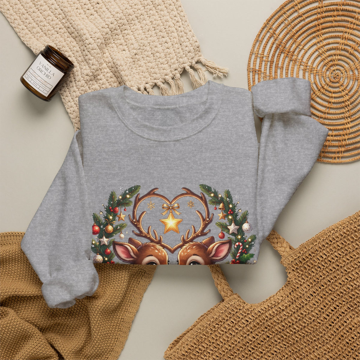 Reindeer In Love Sweatshirt – Cute Christmas Couple Deer Holiday Crewneck