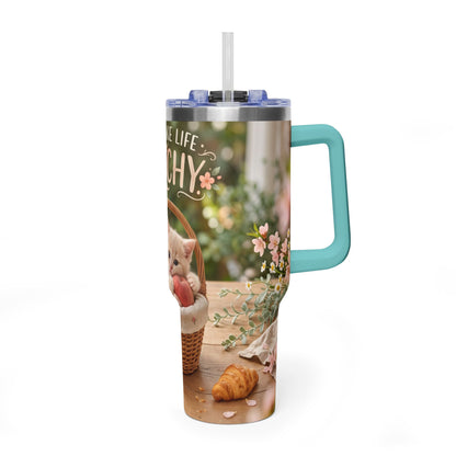 You Make Life Peachy Cat Ice Cream 40oz Tumbler