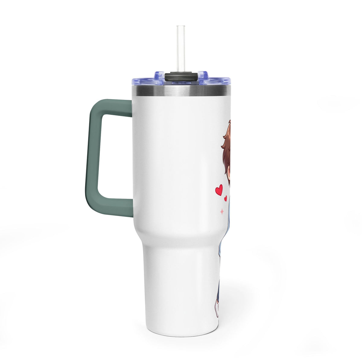 Cute Anime Boy Love Hearts 40oz Travel Tumbler