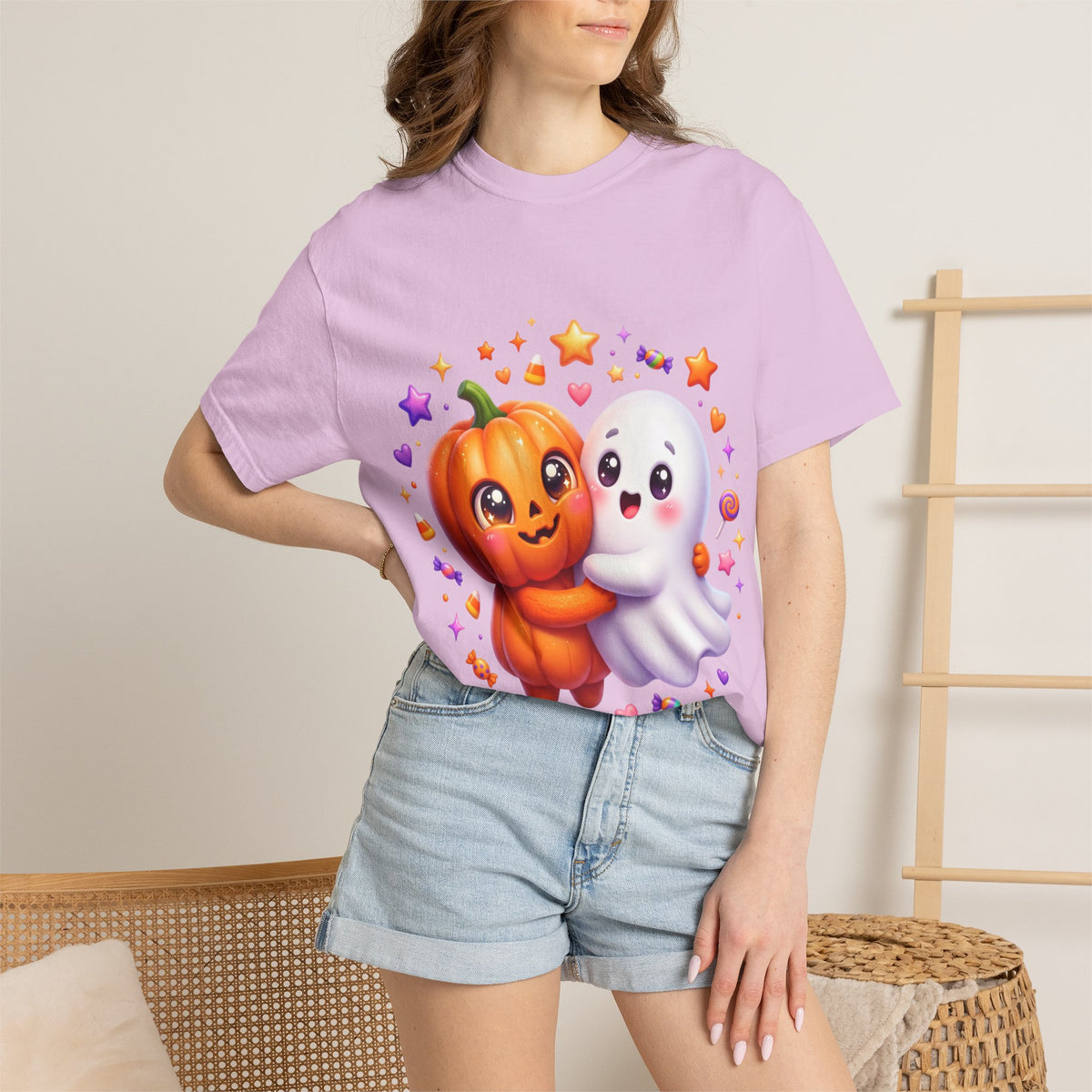 Halloween Pumpkin & Ghost T-Shirt — Cute Spooky Friends Graphic Tee