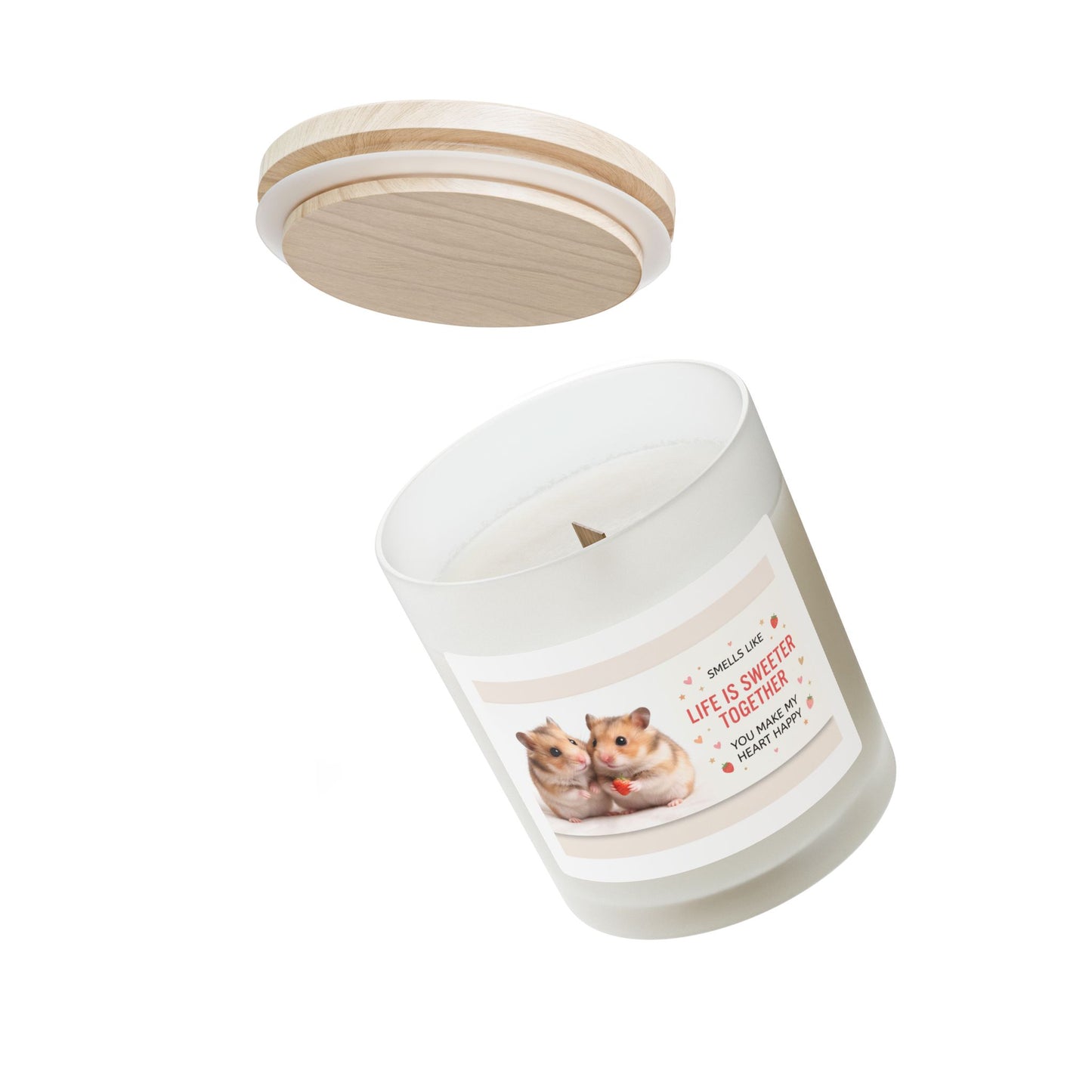 Hamster Love Frosted Glass Candle — "Life Is Sweeter Together" 11oz