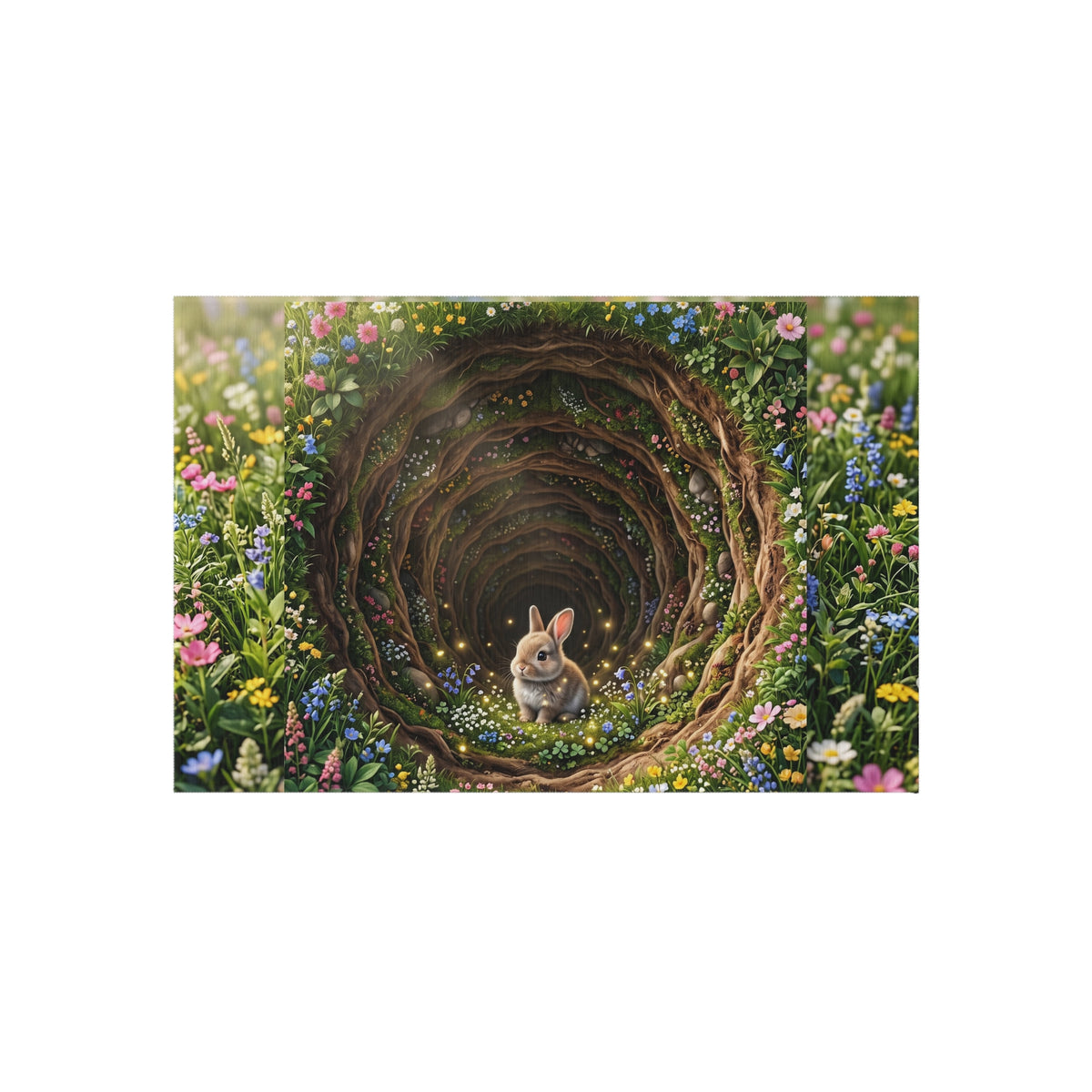 Whimsical Bunny Meadow Outdoor Rug