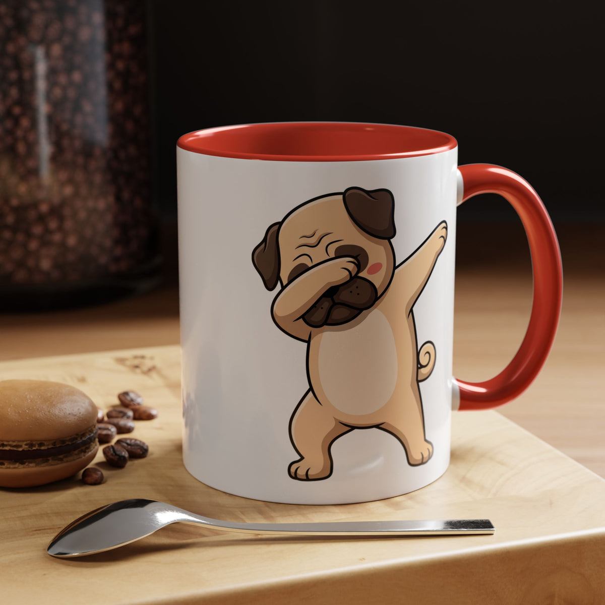 Dabbing Pug Coffee Mug — Cute Dog Accent Mug (11/15 oz)