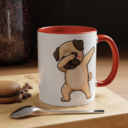 Dabbing Pug Coffee Mug — Cute Dog Accent Mug (11/15 oz)