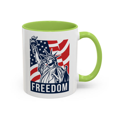 Freedom Statue Accent Coffee Mug — Patriotic Liberty 11/15oz