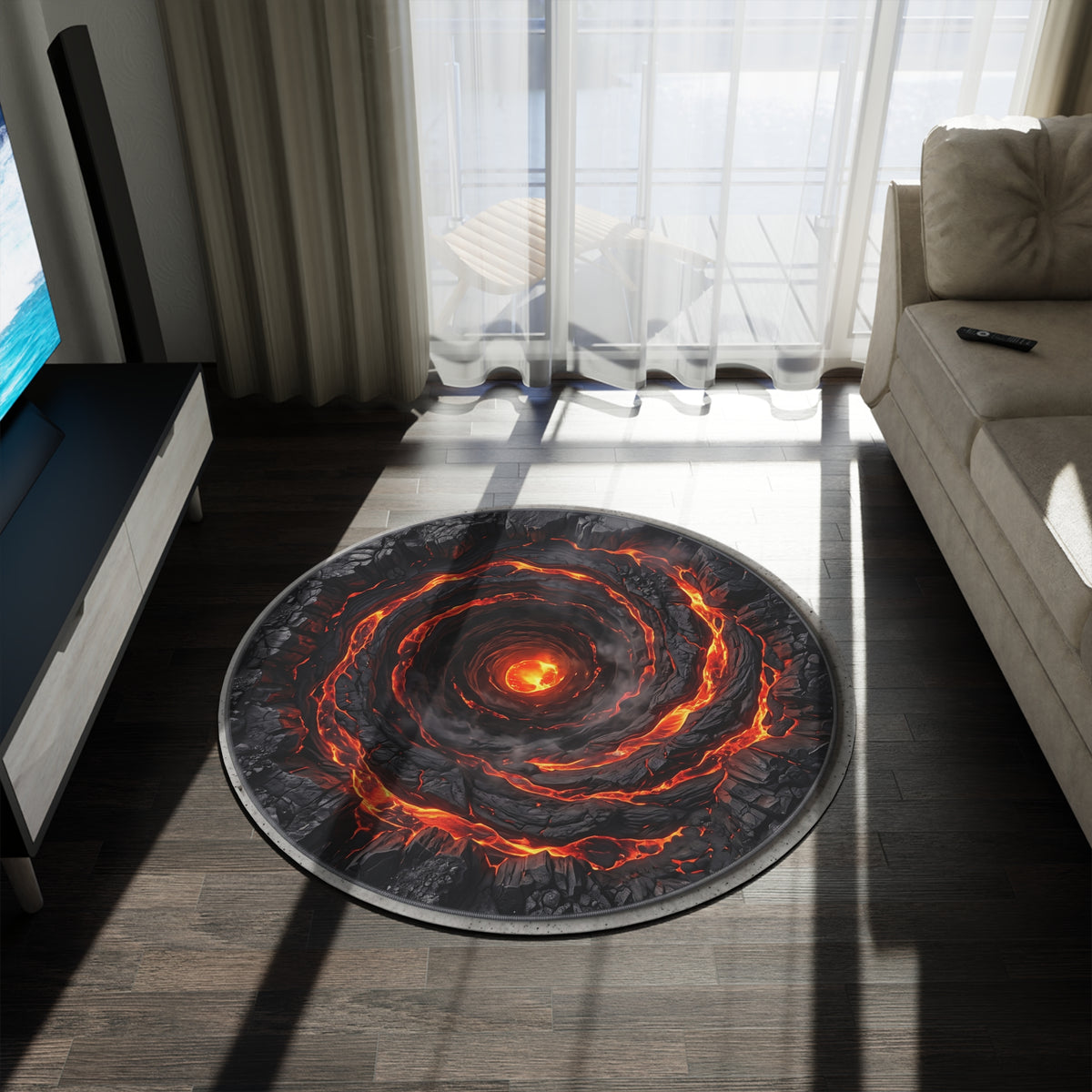 Lava Vortex Round Rug