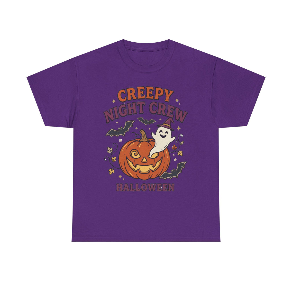 Creepy Night Crew Halloween T‑Shirt — Pumpkin & Ghost Graphic Tee